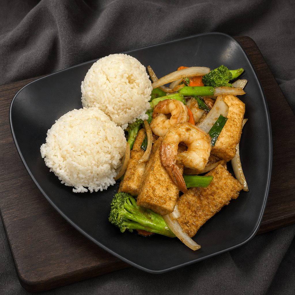 CS3. Stir Fried Lemongrass - Steam Rice.
