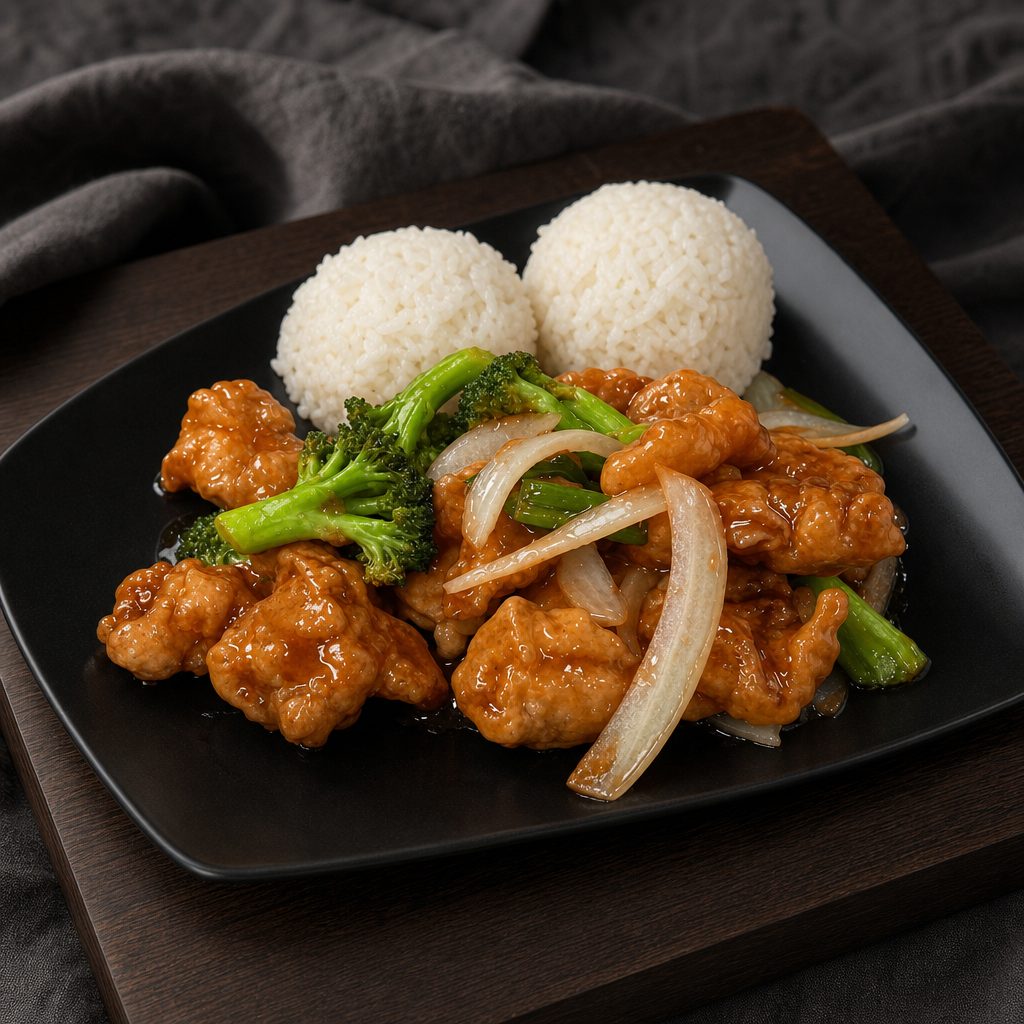 CS7. Stir Fried Chunks Crispy Chicken-Steam Rice.