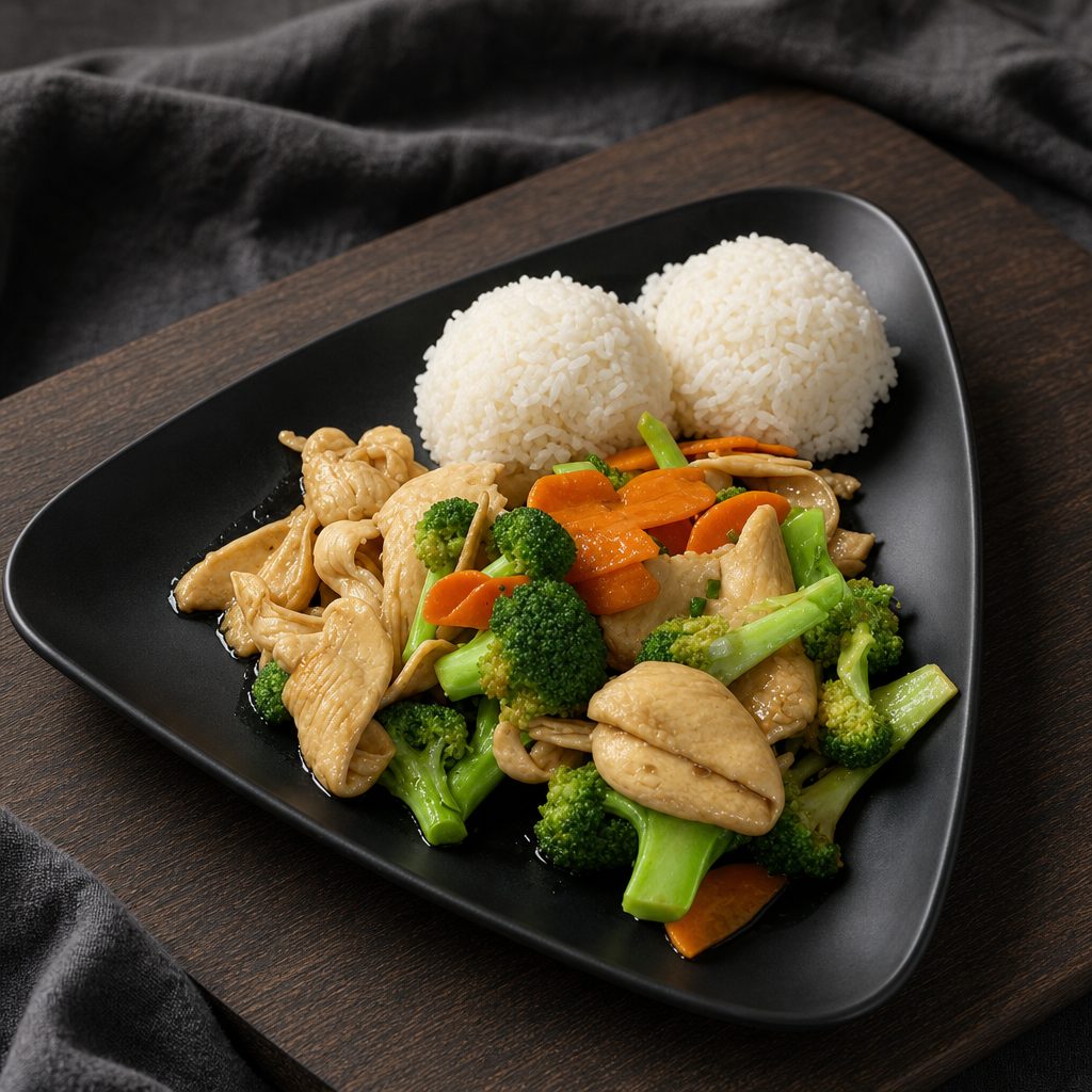CS6. Stir-Fried Broccoli - Steam Rice.