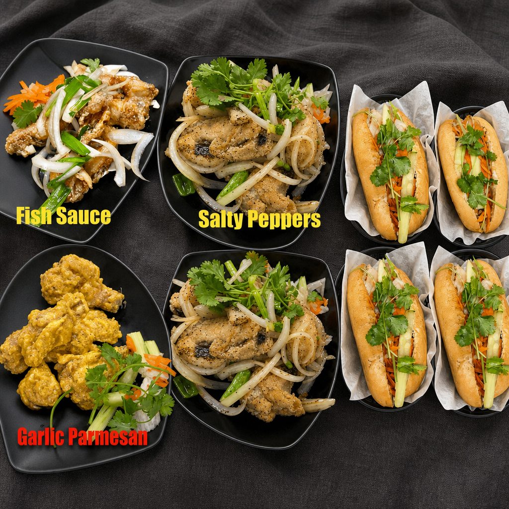 SD6. Banh Mi + Chicken Wings Combo.